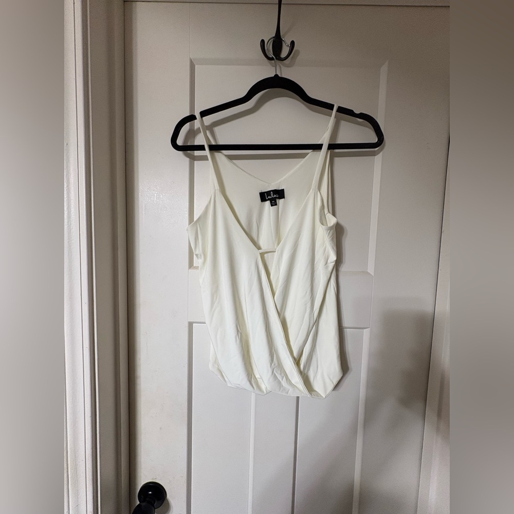 Lulu's Ivory Wrap Front Cami Tank Top